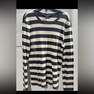 NWOT Ralph Lauren Sport Gray and Cream Striped Long Sleeve Tee *Never Worn*